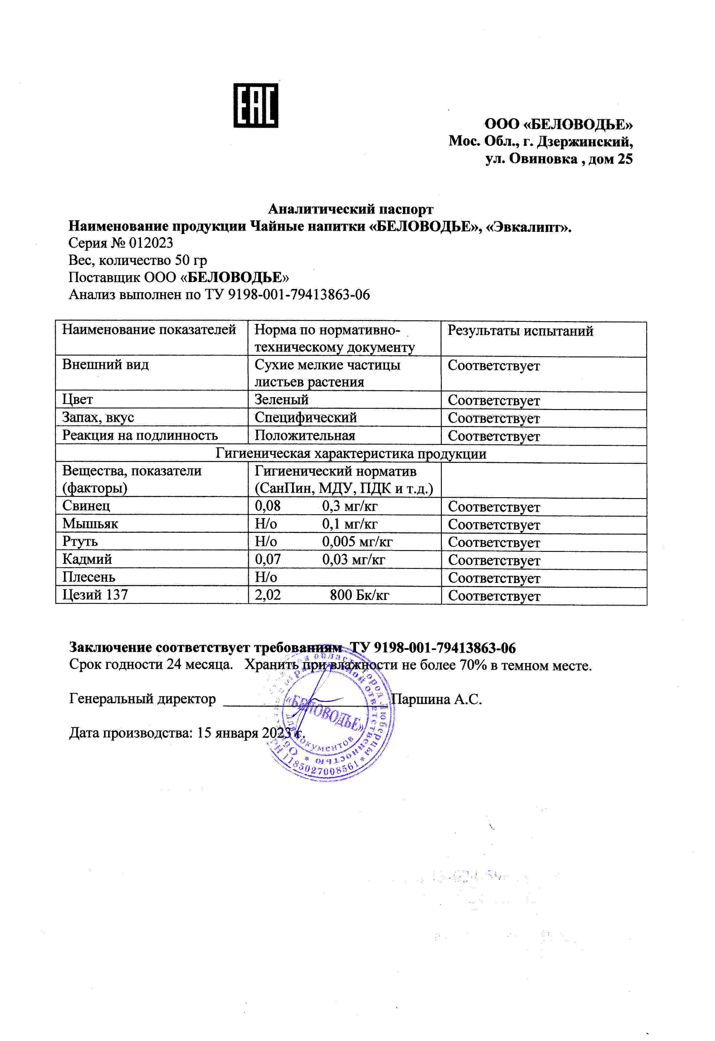 Паспорт №012023